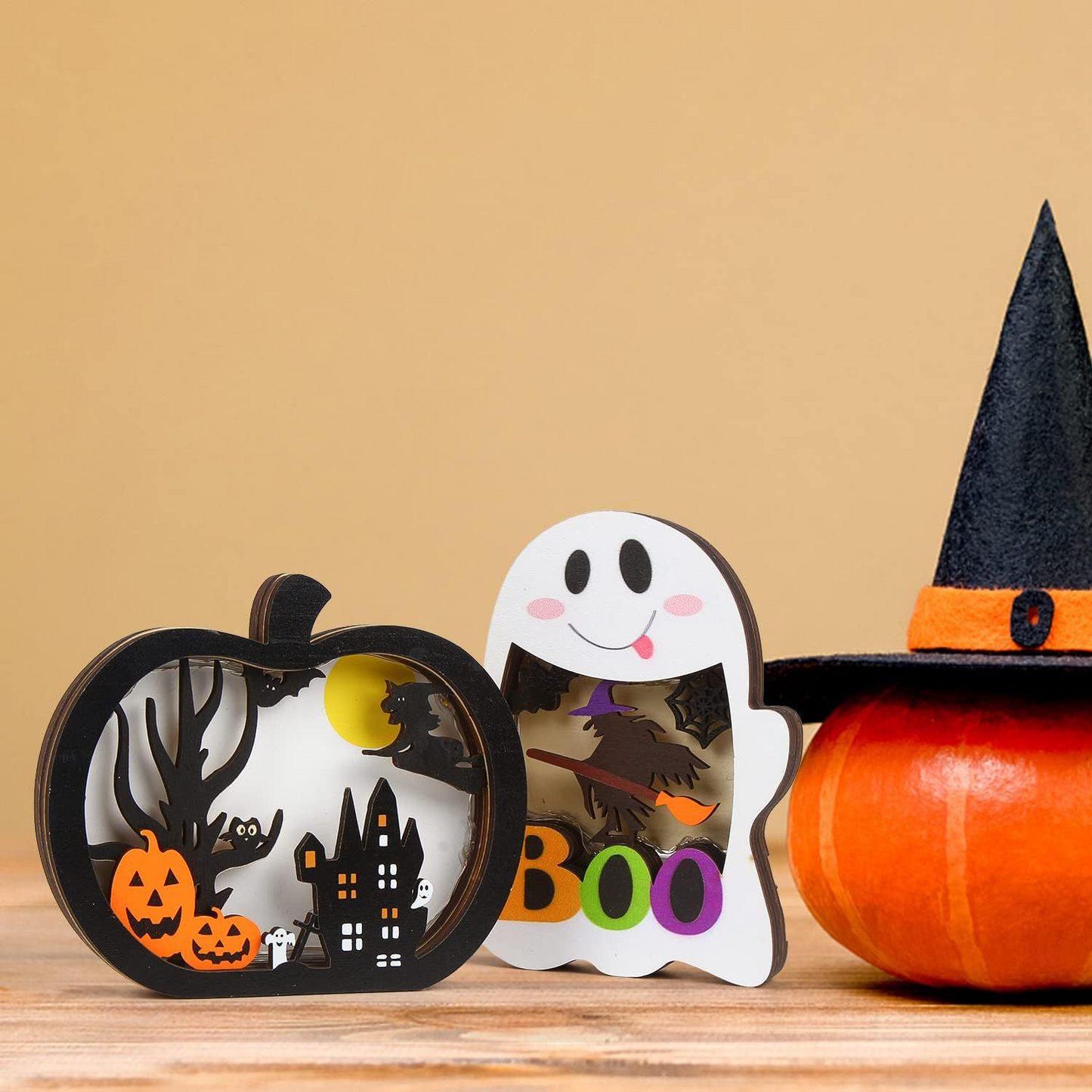 Final 3 Hours: 60%OFF🔥🧙Handmade Halloween Wooden Lighted Pumpkin for Tabletop