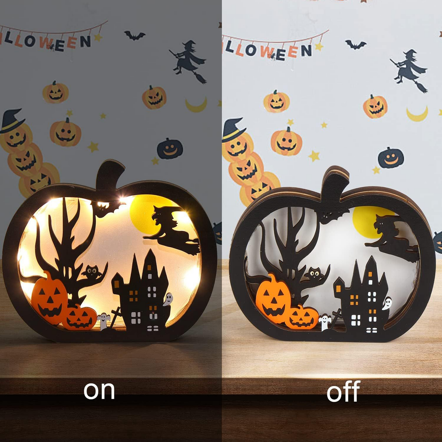 Final 3 Hours: 60%OFF🔥🧙Handmade Halloween Wooden Lighted Pumpkin for Tabletop